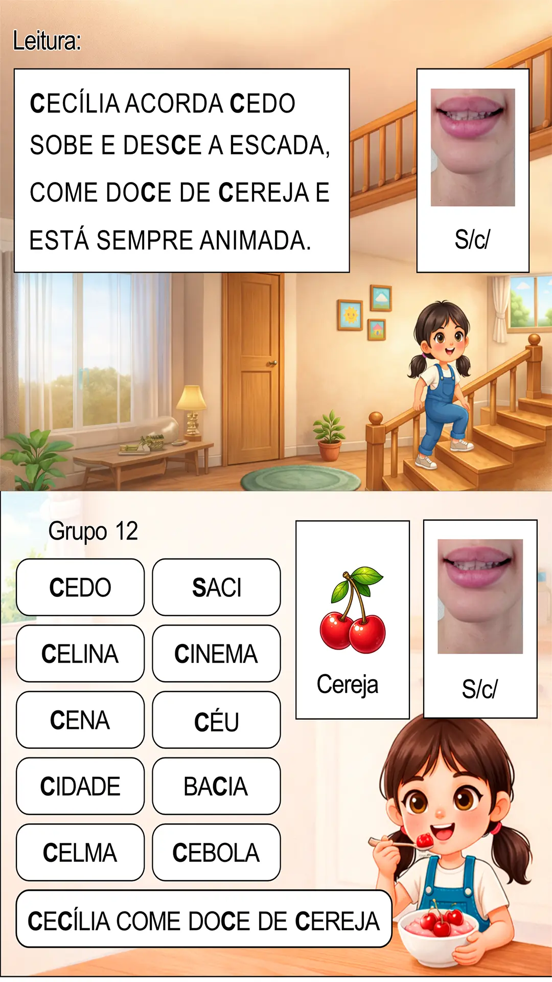 Visual amigável e limpo para facilitar o aprendizado infantil